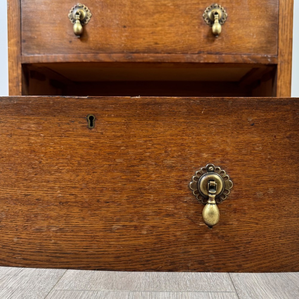  Antique 20th Century Small Bow Front Chest Of Drawers In Oak  View XII