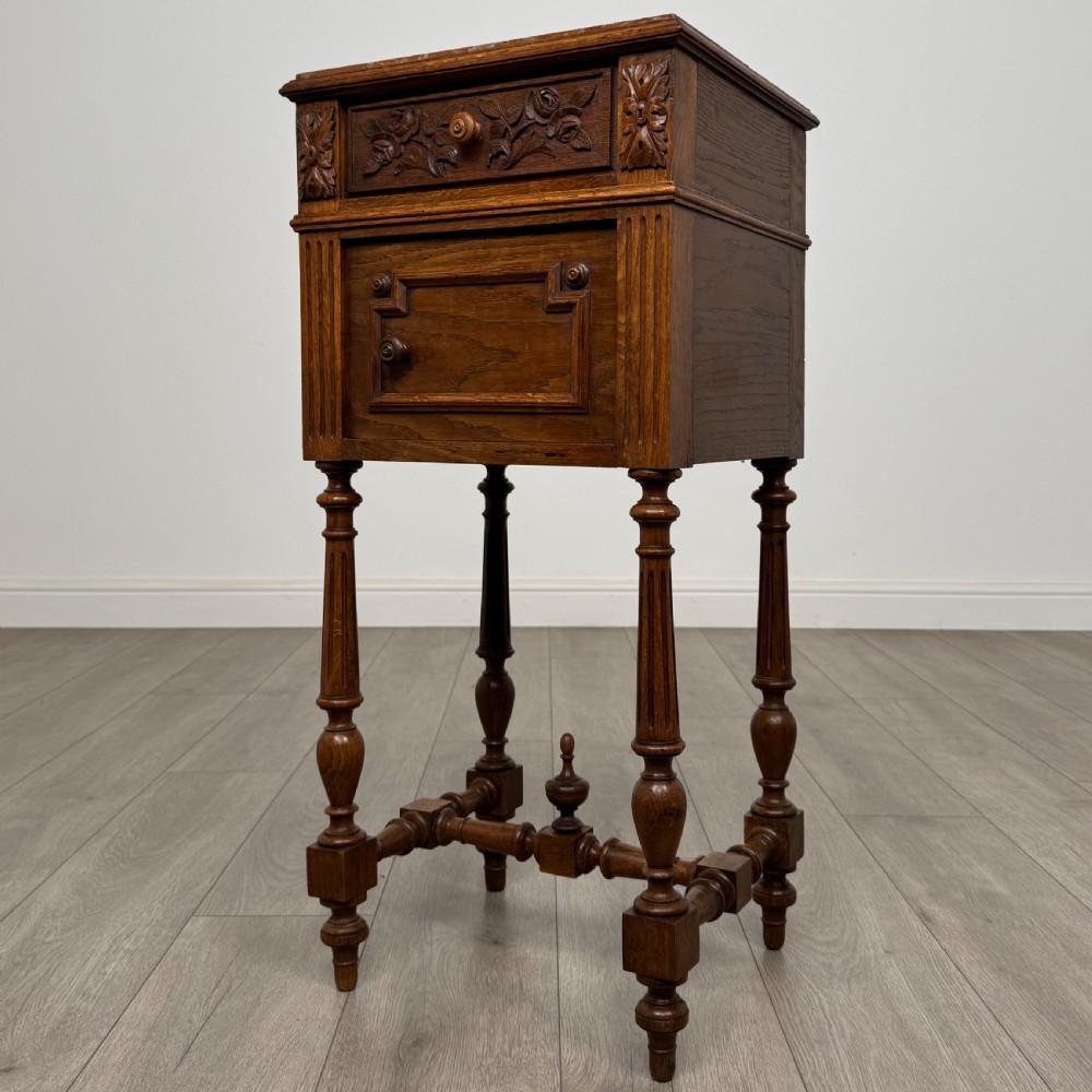 Antique 19th Century Pair Of French Bedside Cabinets In Oak  View IV