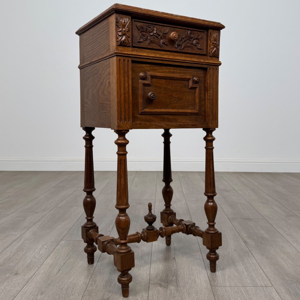 Antique 19th Century Pair Of French Bedside Cabinets In Oak  View X