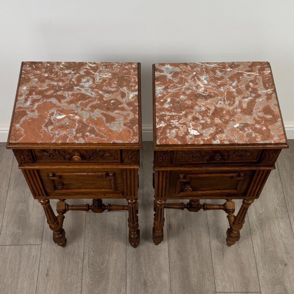 Antique 19th Century Pair Of French Bedside Cabinets In Oak  View XI