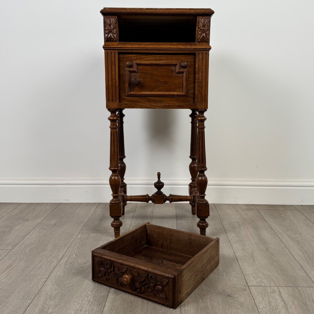Antique 19th Century Pair Of French Bedside Cabinets In Oak  View XII