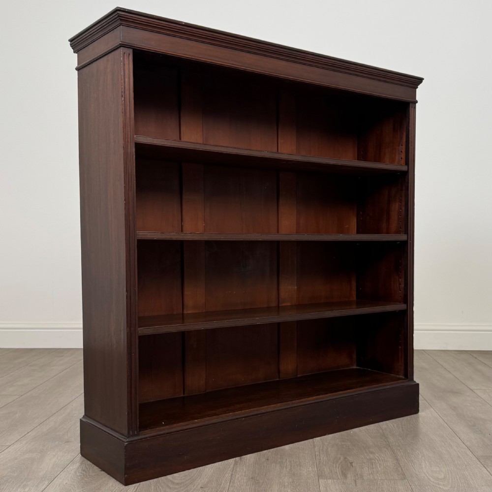 Antique 20th Century Good Quality Open Bookcase In Mahogany View IX