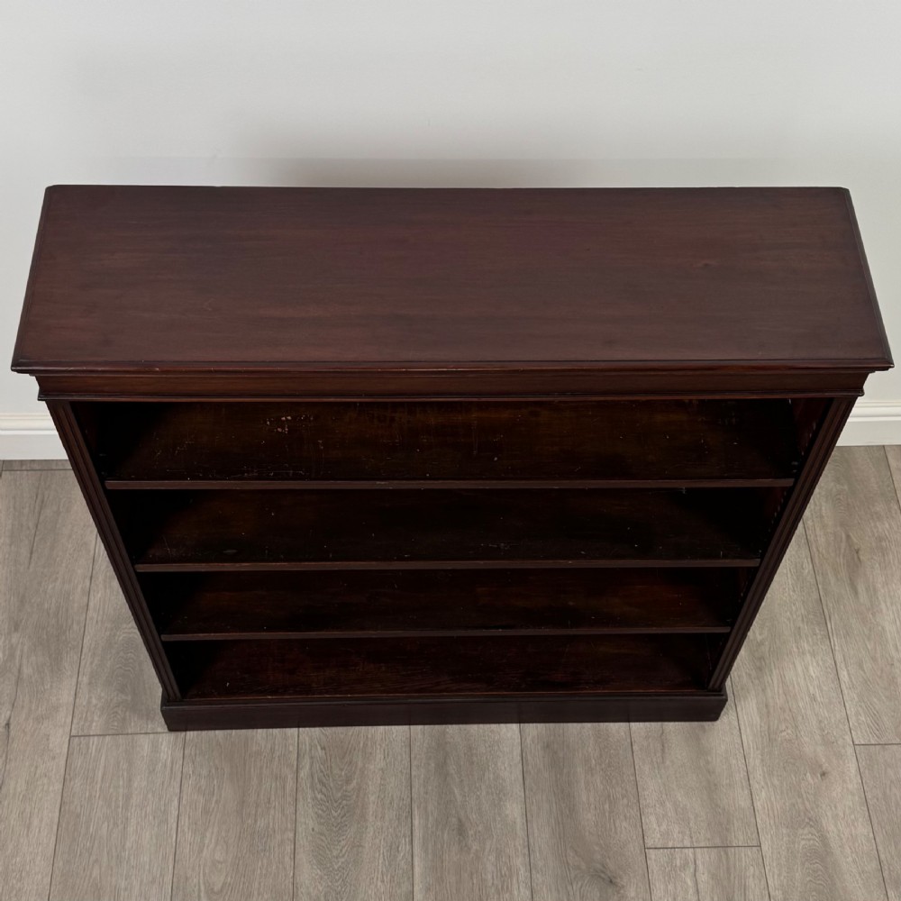 Antique 20th Century Good Quality Open Bookcase In Mahogany View X