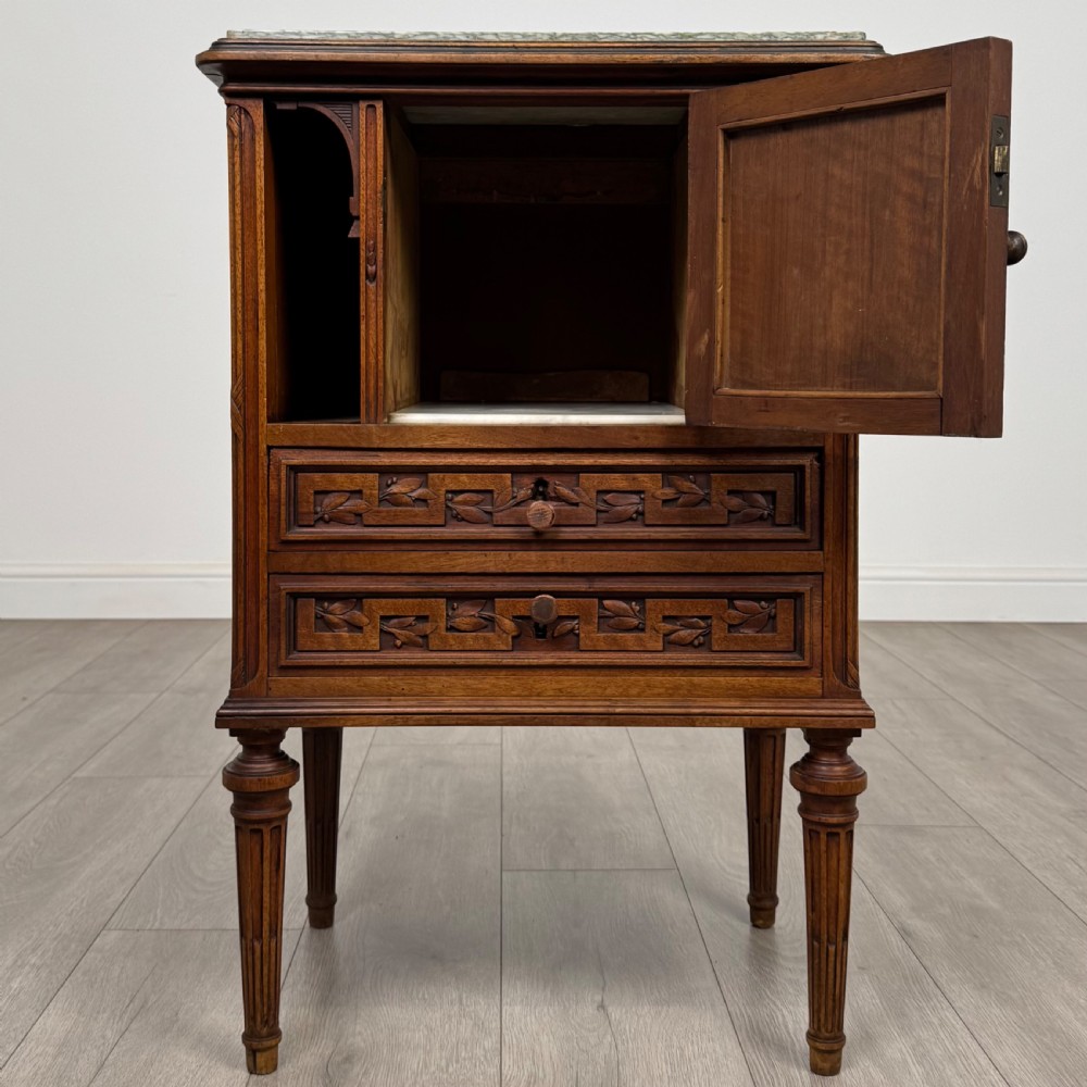 Antique 19th Century French Marble Top Cabinet In Walnut  View II