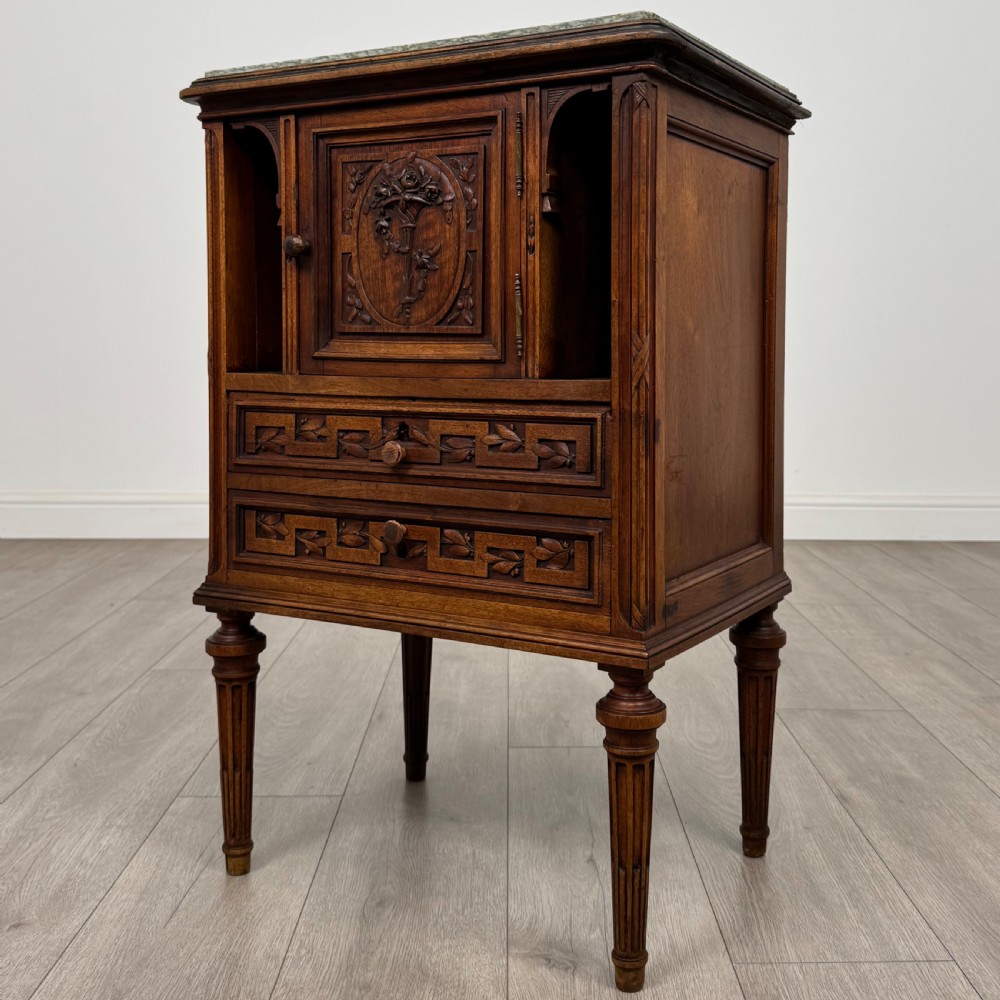 Antique 19th Century French Marble Top Cabinet In Walnut  View III