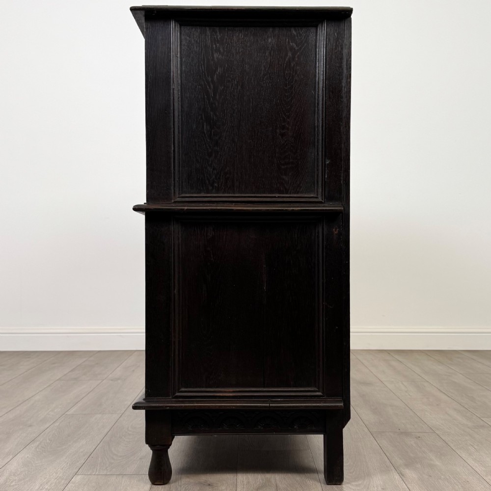  Antique 19th Century Ebonsied Jacobean Style Cupboard In Oak  View IV