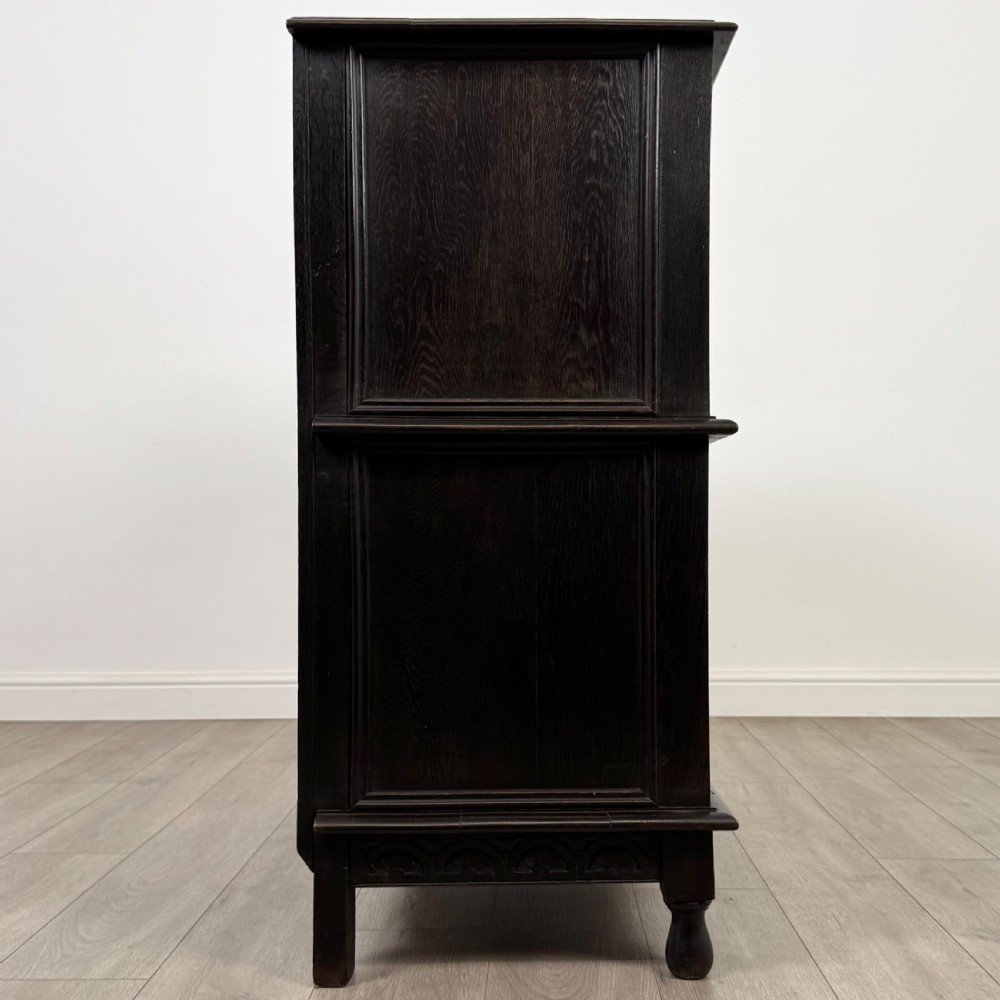 Antique 19th Century Ebonsied Jacobean Style Cupboard In Oak  View VIII