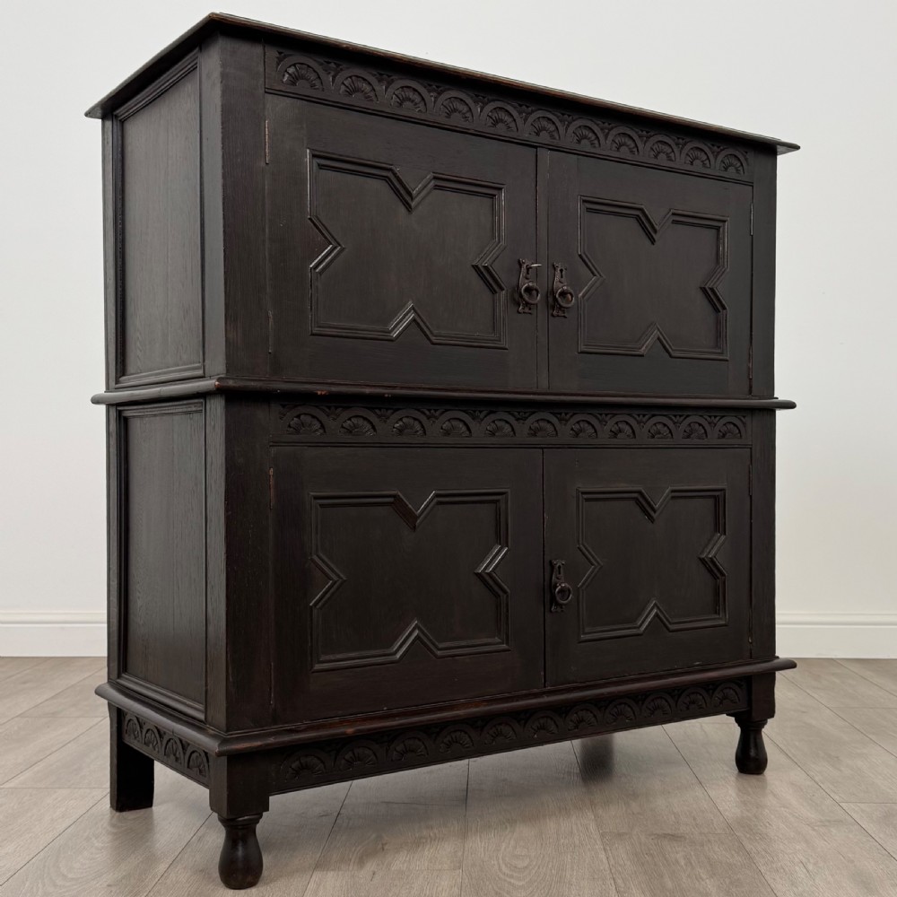  Antique 19th Century Ebonsied Jacobean Style Cupboard In Oak  View IX