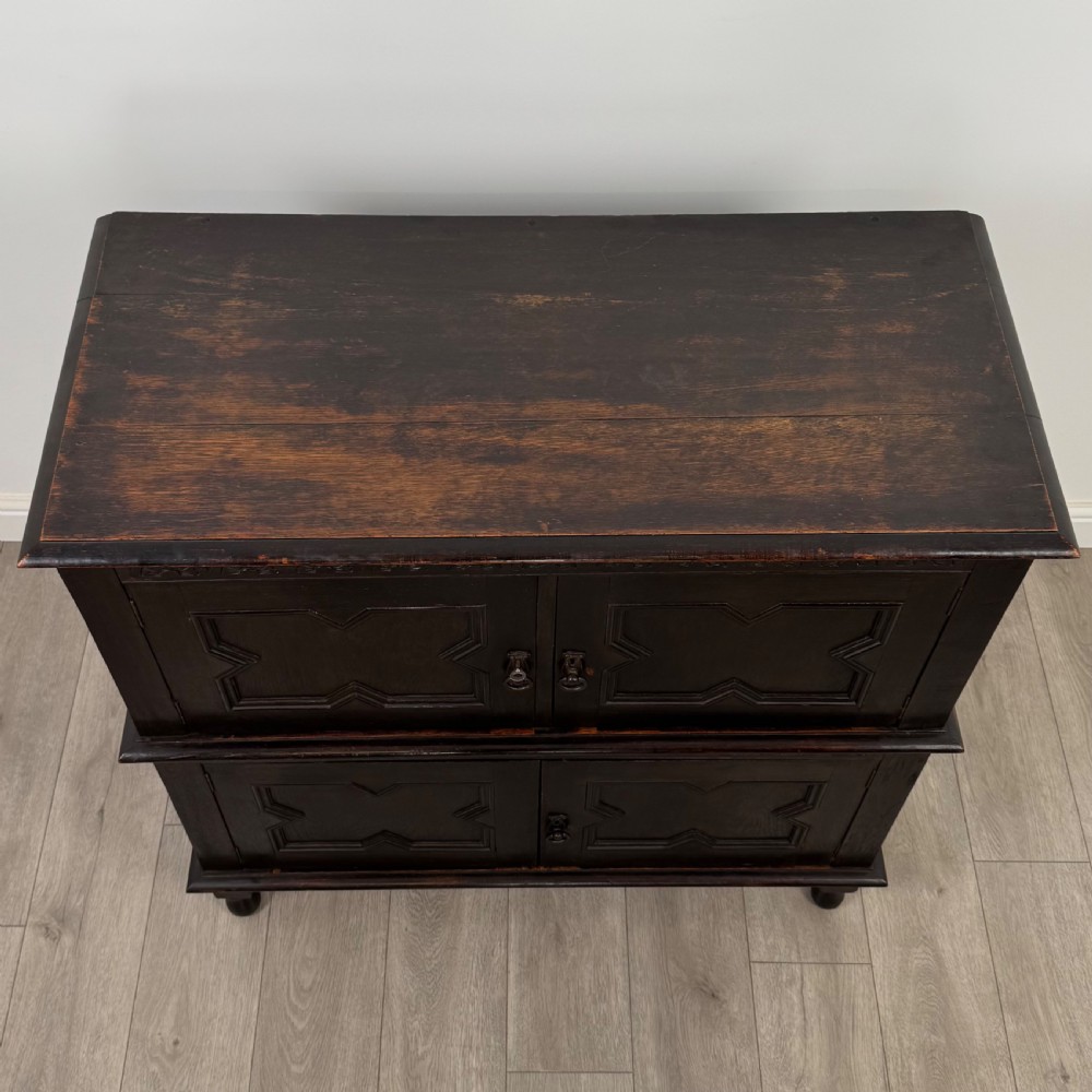  Antique 19th Century Ebonsied Jacobean Style Cupboard In Oak  View X