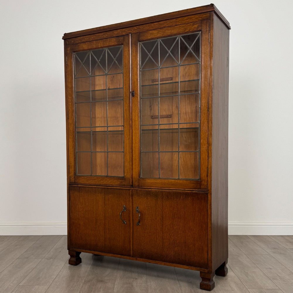 Antique 20th Century Good Quality Display Cabinet In Oak View V