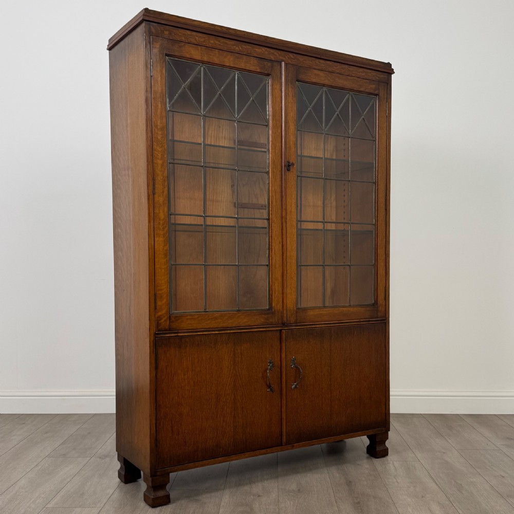 Antique 20th Century Good Quality Display Cabinet In Oak View XI