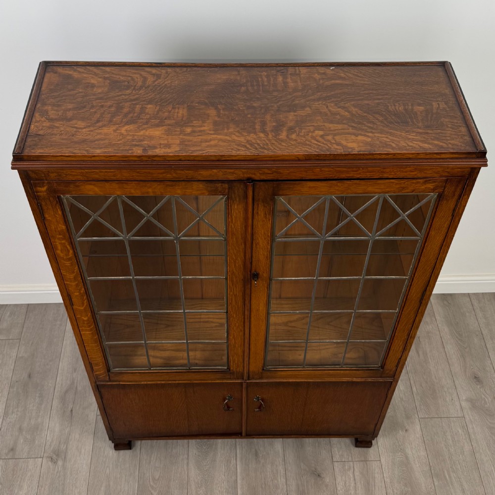 Antique 20th Century Good Quality Display Cabinet In Oak View XII