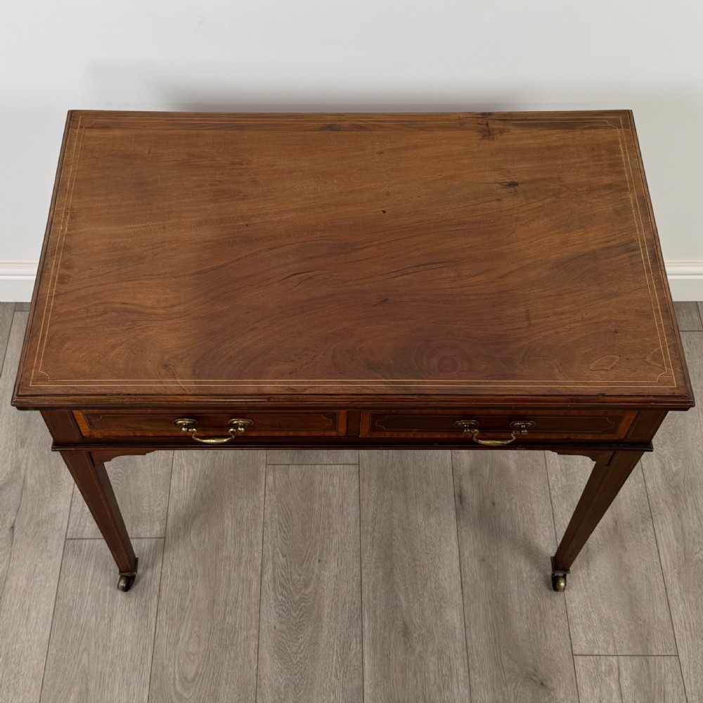 Antique 19th Century Good Quality Writing Table In Mahogany  View IX