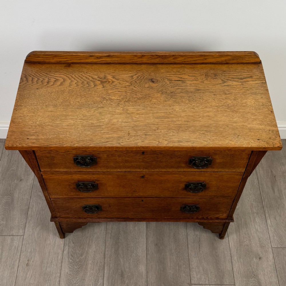  Antique 20th Century Arts & Crafts Style Oak Chest Of Drawers  View X
