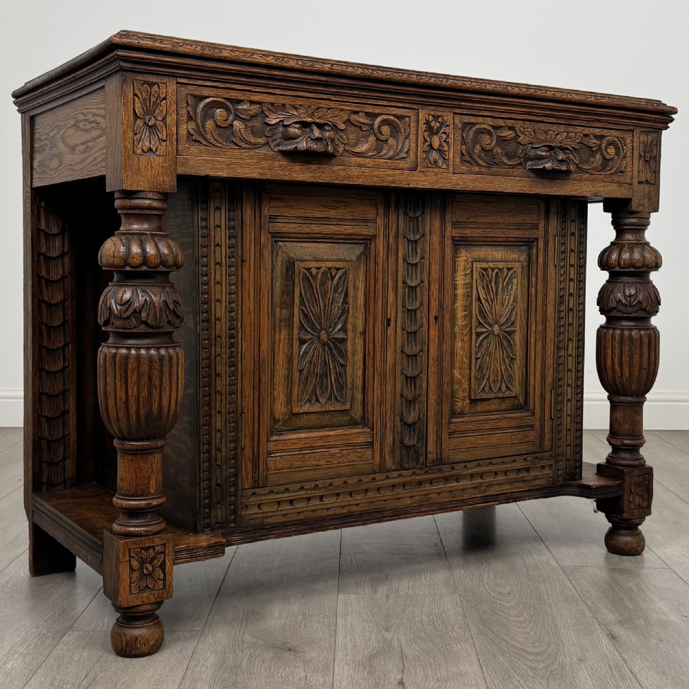Antique 19th Century Green Man Cupboard In Oak View X