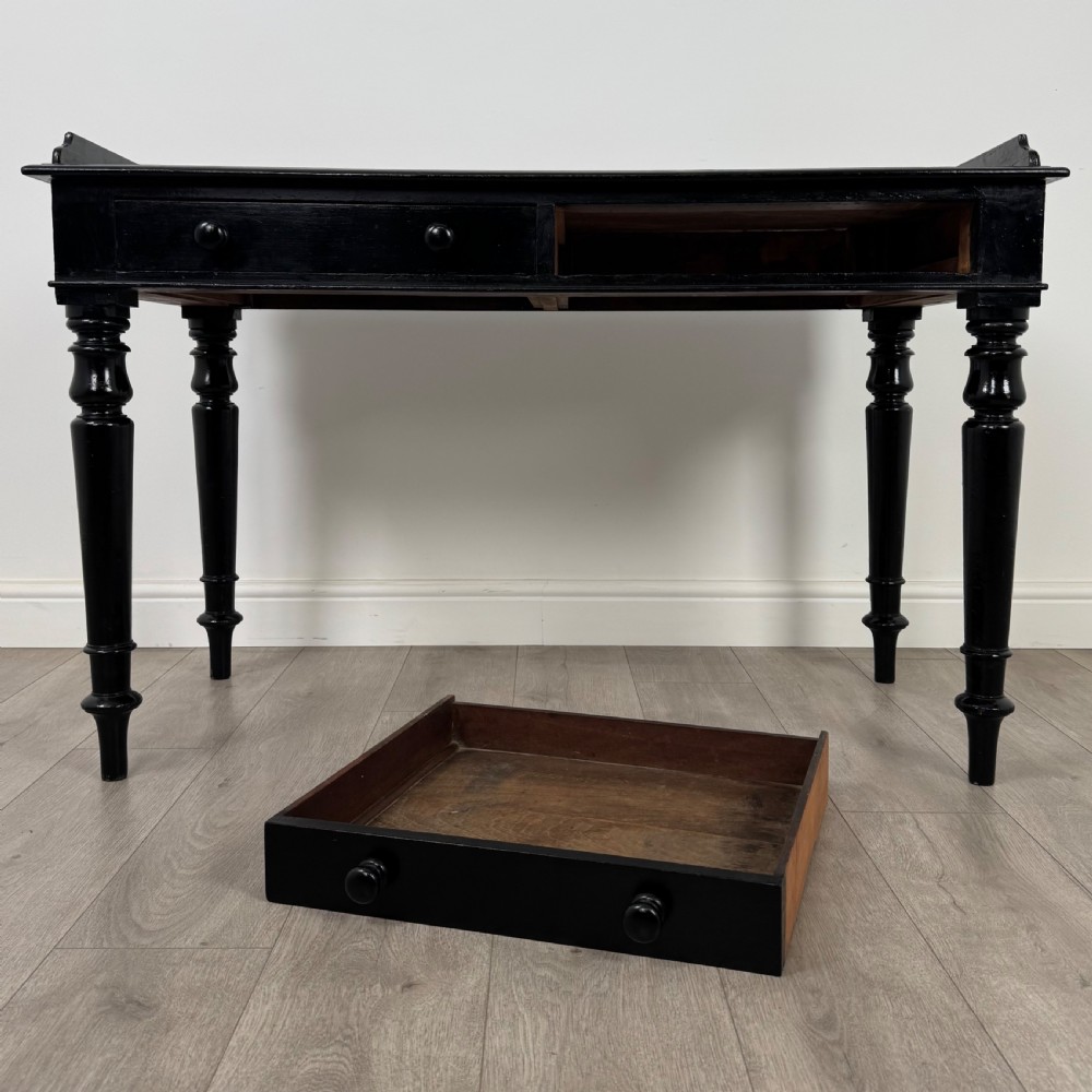 Antique 19th Century Fine Quality Ebonised Writing Table  View X