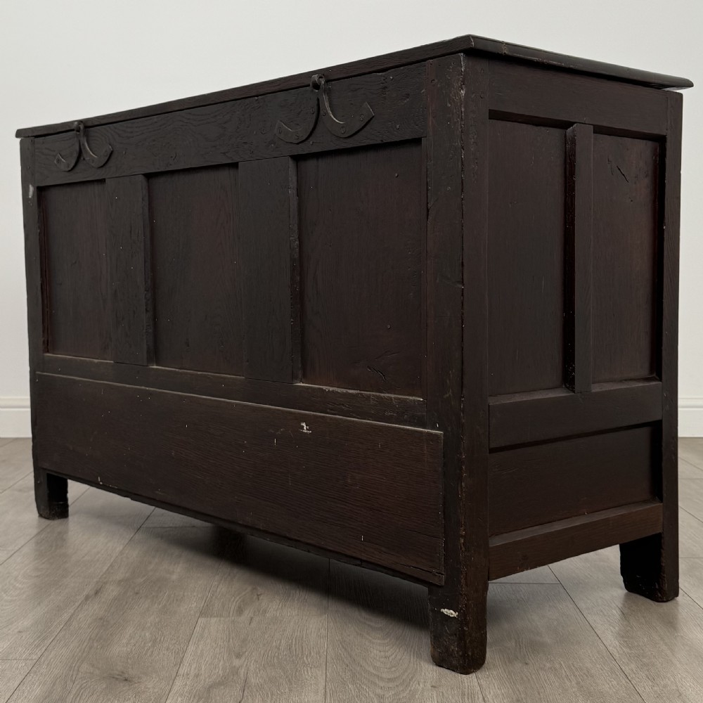 Antique 19th Century Carved Oak Mule Chest Of Good Quality  View VI