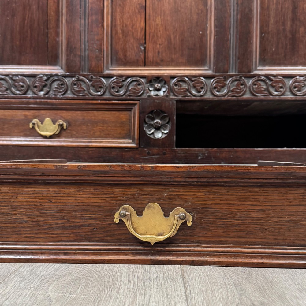 Antique 19th Century Carved Oak Mule Chest Of Good Quality  View XII