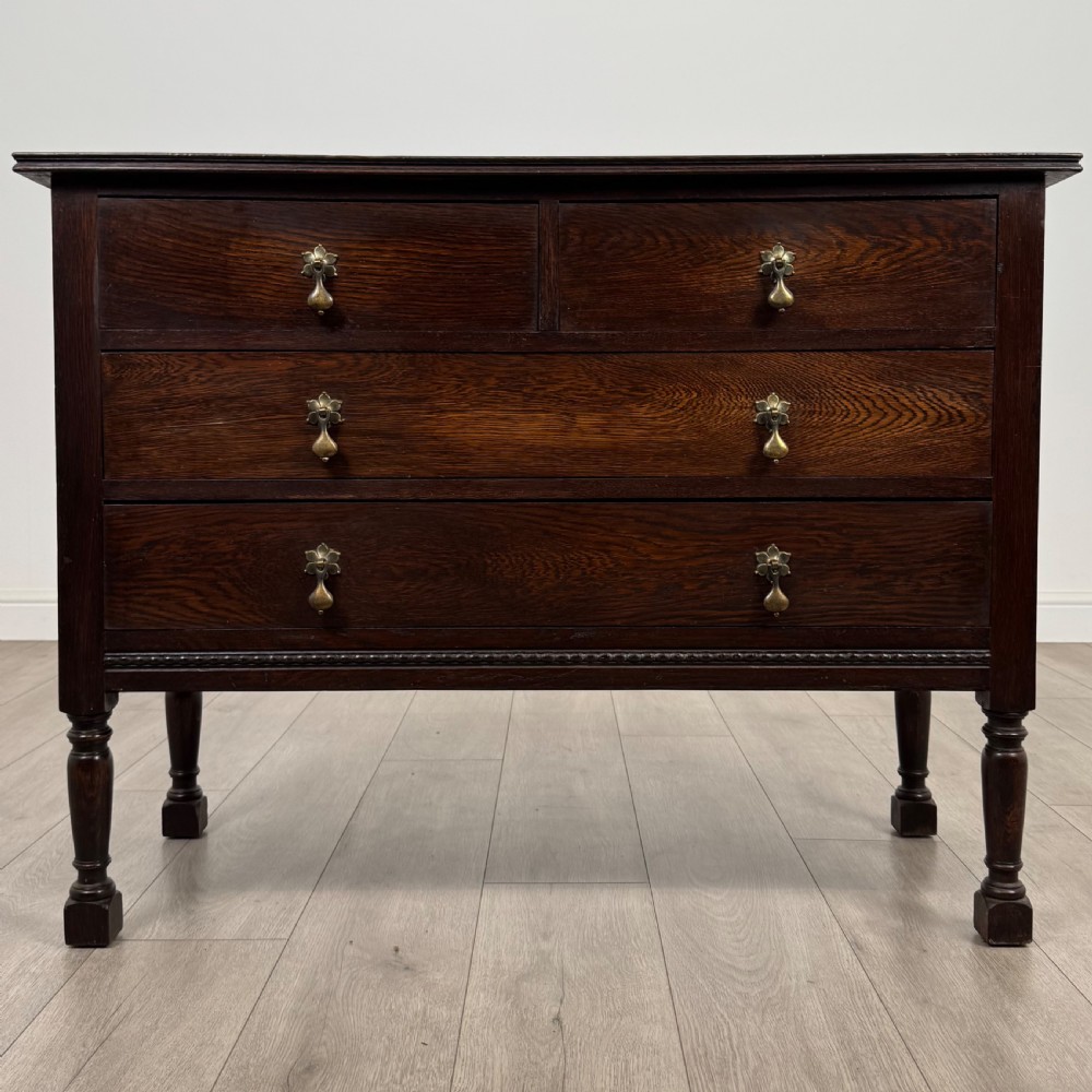 Antique 20th Century Good Quality Chest Of Drawers In Oak