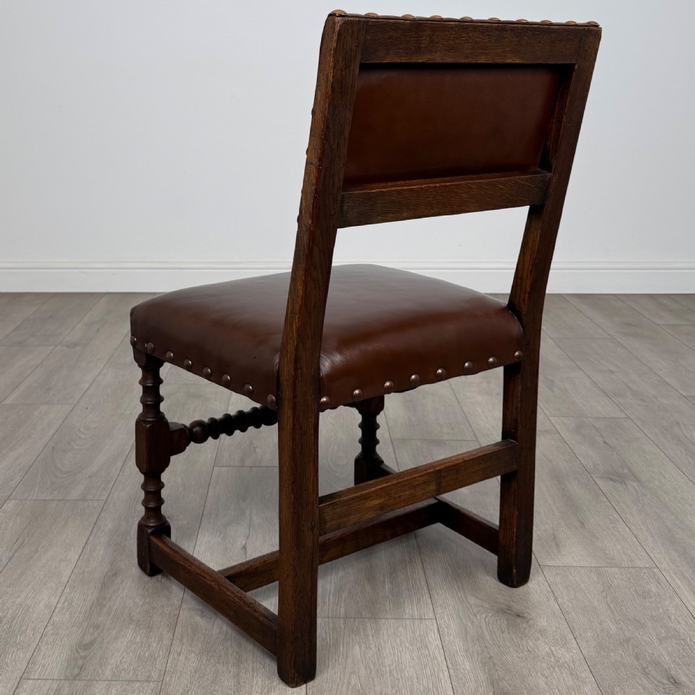 Antique 20th Century Set Of 8 Oak Bobbin Turned Dining Chairs  View IV