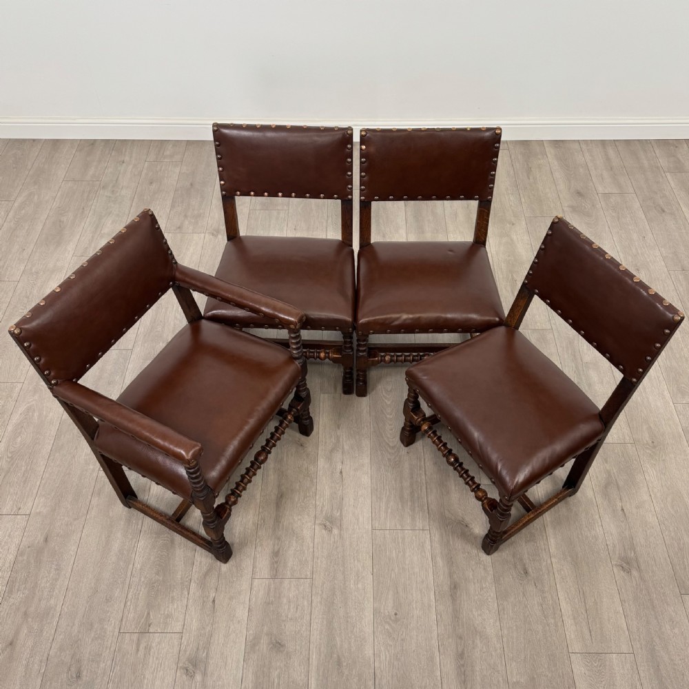Antique 20th Century Set Of 8 Oak Bobbin Turned Dining Chairs  View IX
