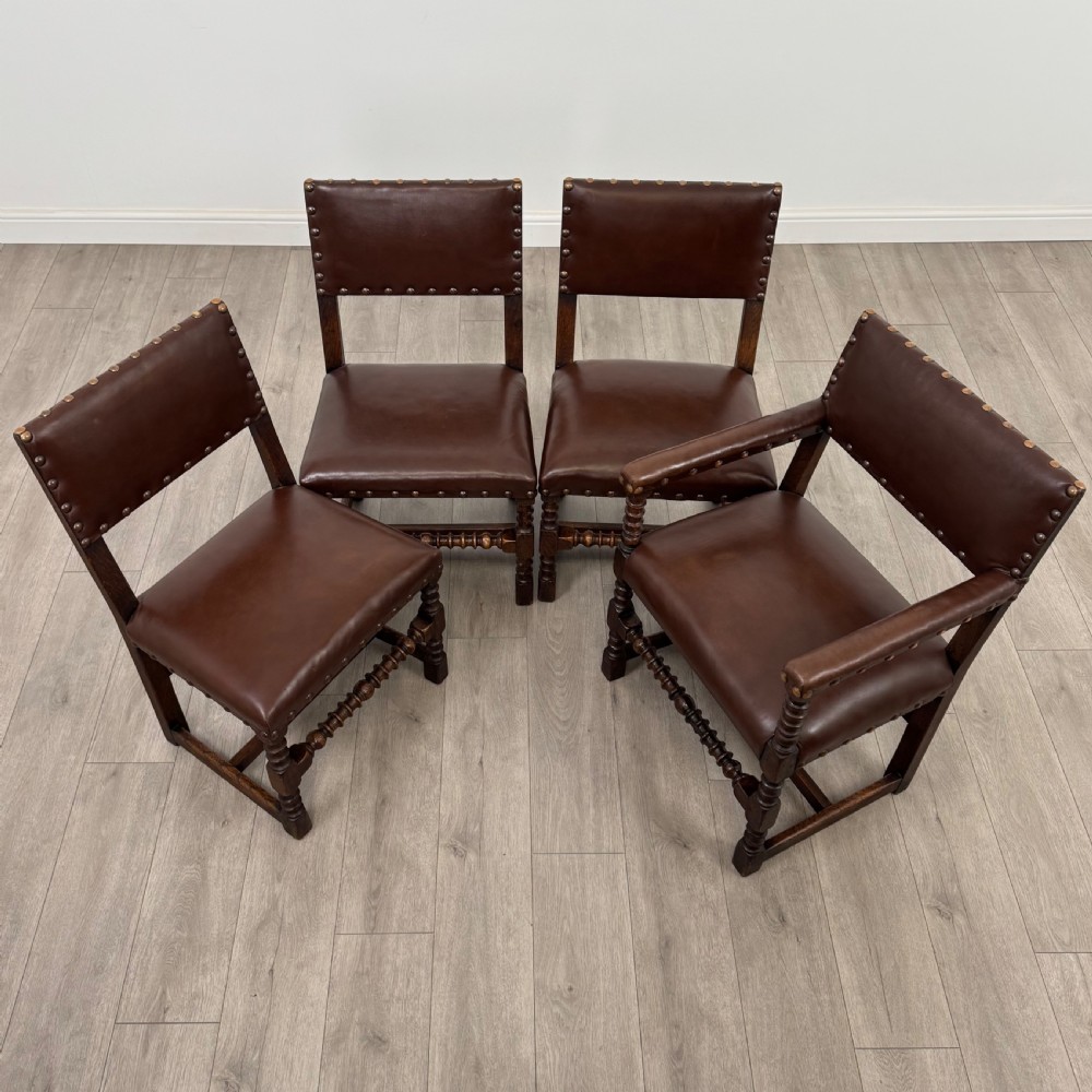 Antique 20th Century Set Of 8 Oak Bobbin Turned Dining Chairs  View X