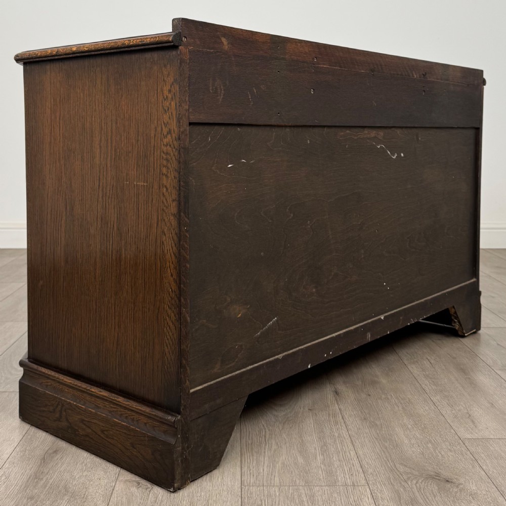Antique 20th Century Low Chest Of Drawers In Oak View V