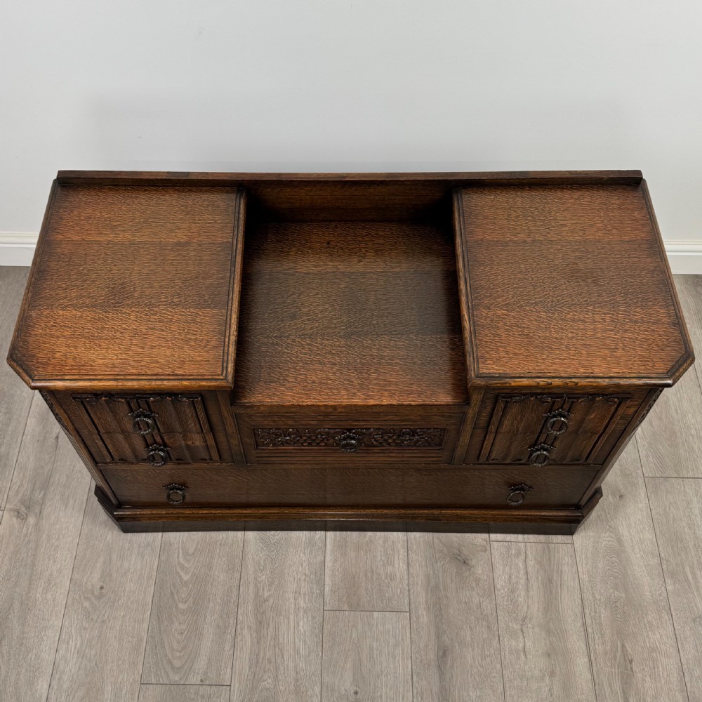 Antique 20th Century Low Chest Of Drawers In Oak View X