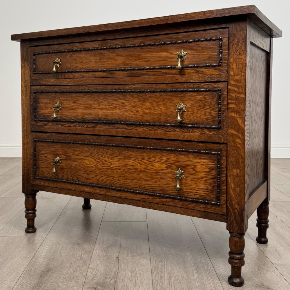  Antique 20th Century Jacobean Style Chest Of Drawers In Oak  View II