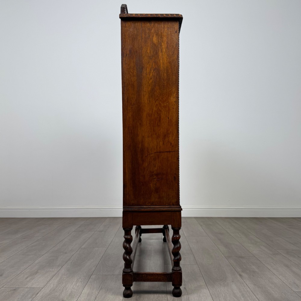 Antique 20th Century Good Quality Display Cabinet In Oak  View IX