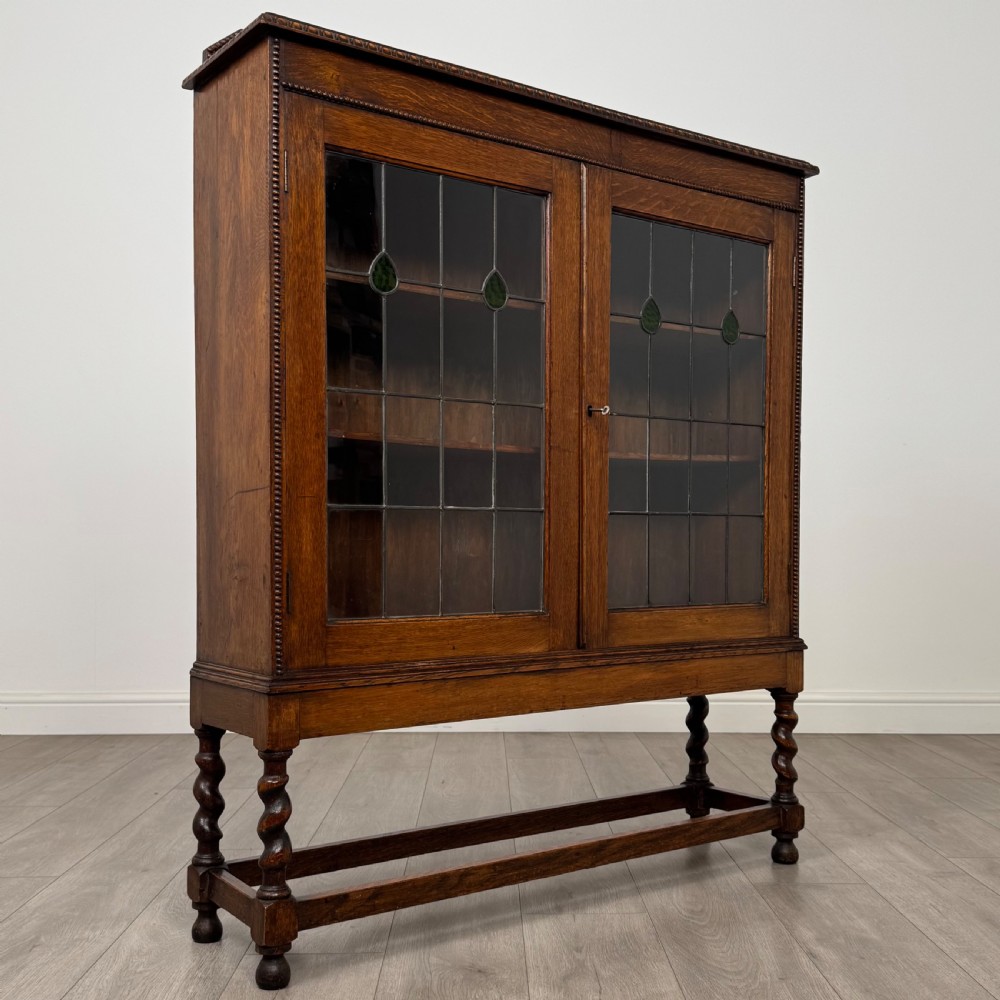 Antique 20th Century Good Quality Display Cabinet In Oak  View X