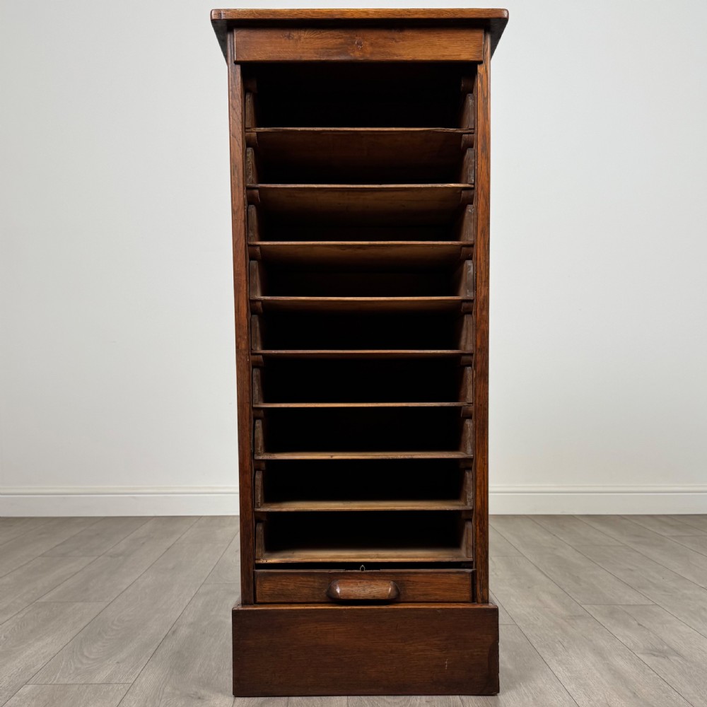  Antique 20th Century Good Quality Tambour Cabinet In Oak View II