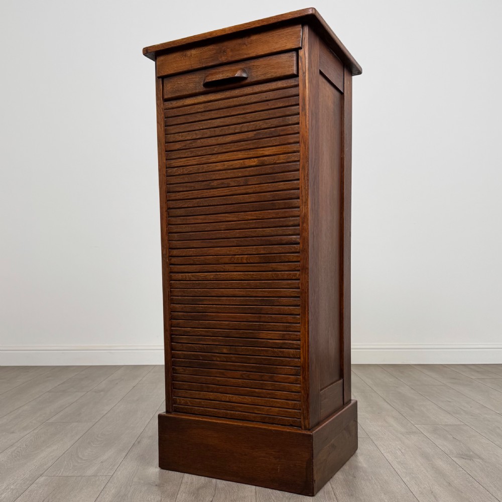  Antique 20th Century Good Quality Tambour Cabinet In Oak View III