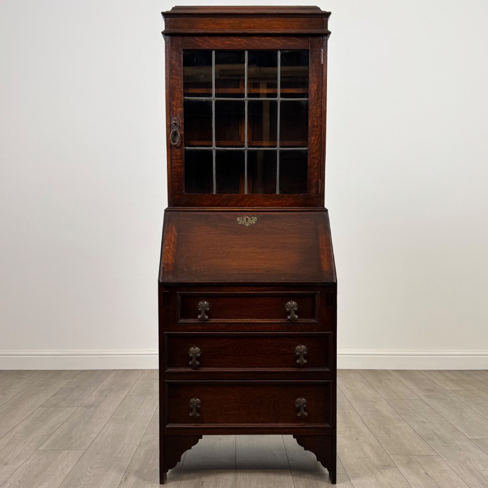 Antique 20th Century Small Oak Bureau Bookcase