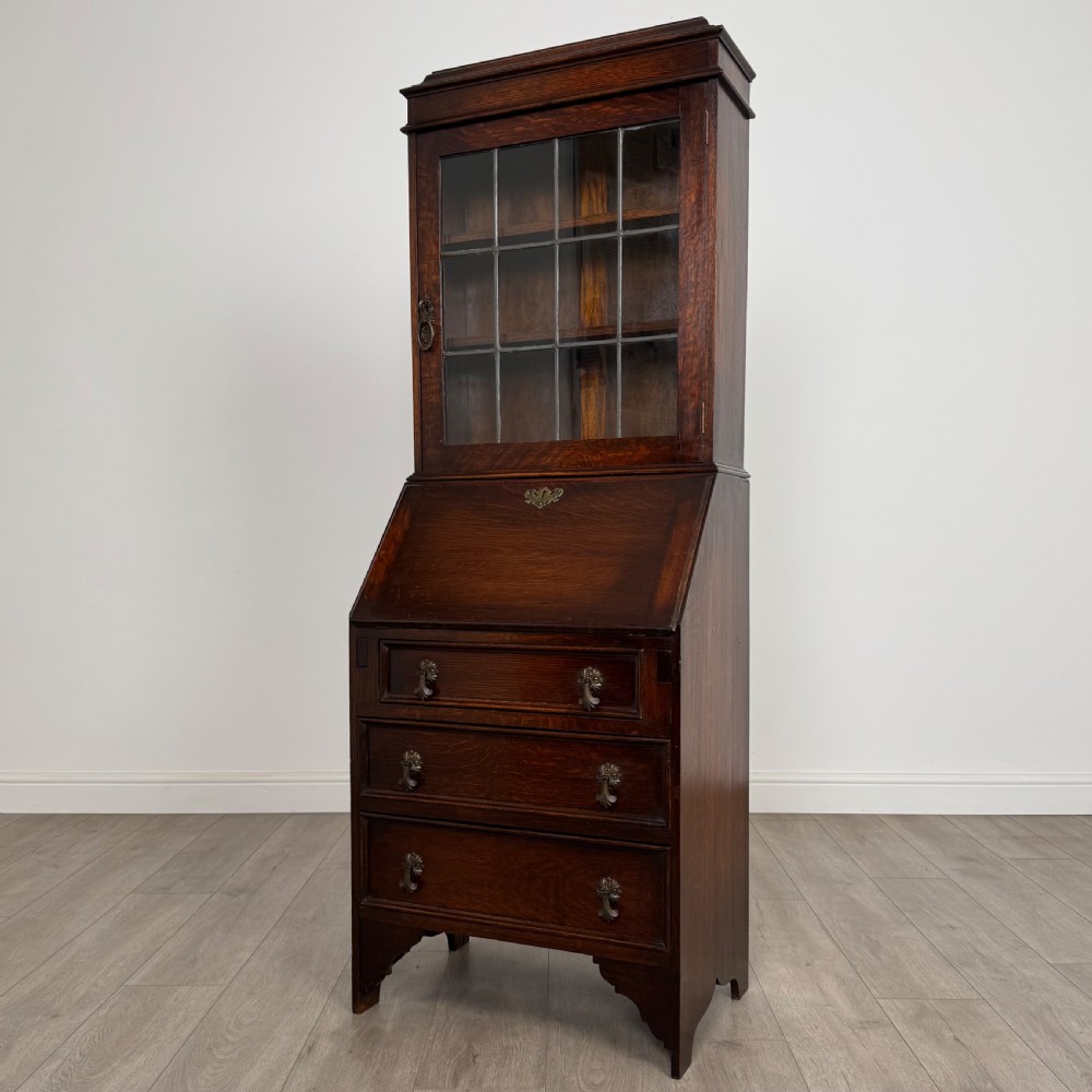Antique 20th Century Small Oak Bureau Bookcase View III