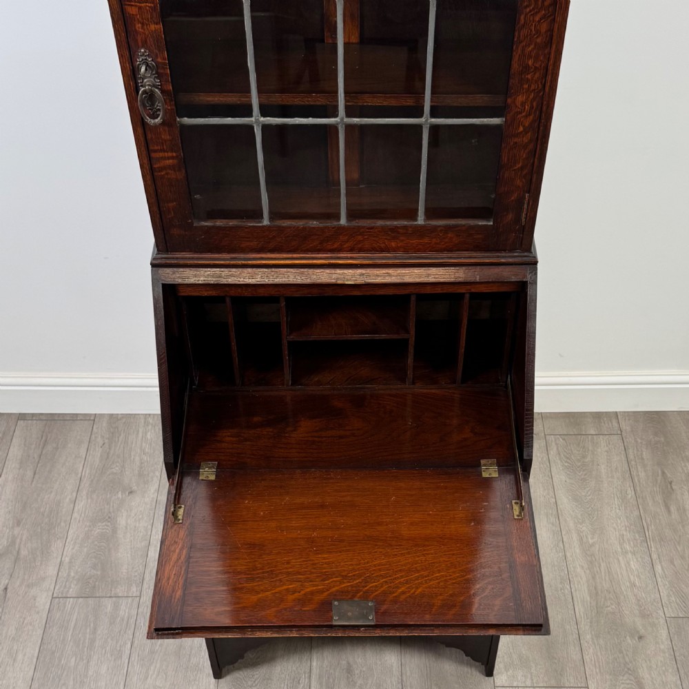 Antique 20th Century Small Oak Bureau Bookcase View XII
