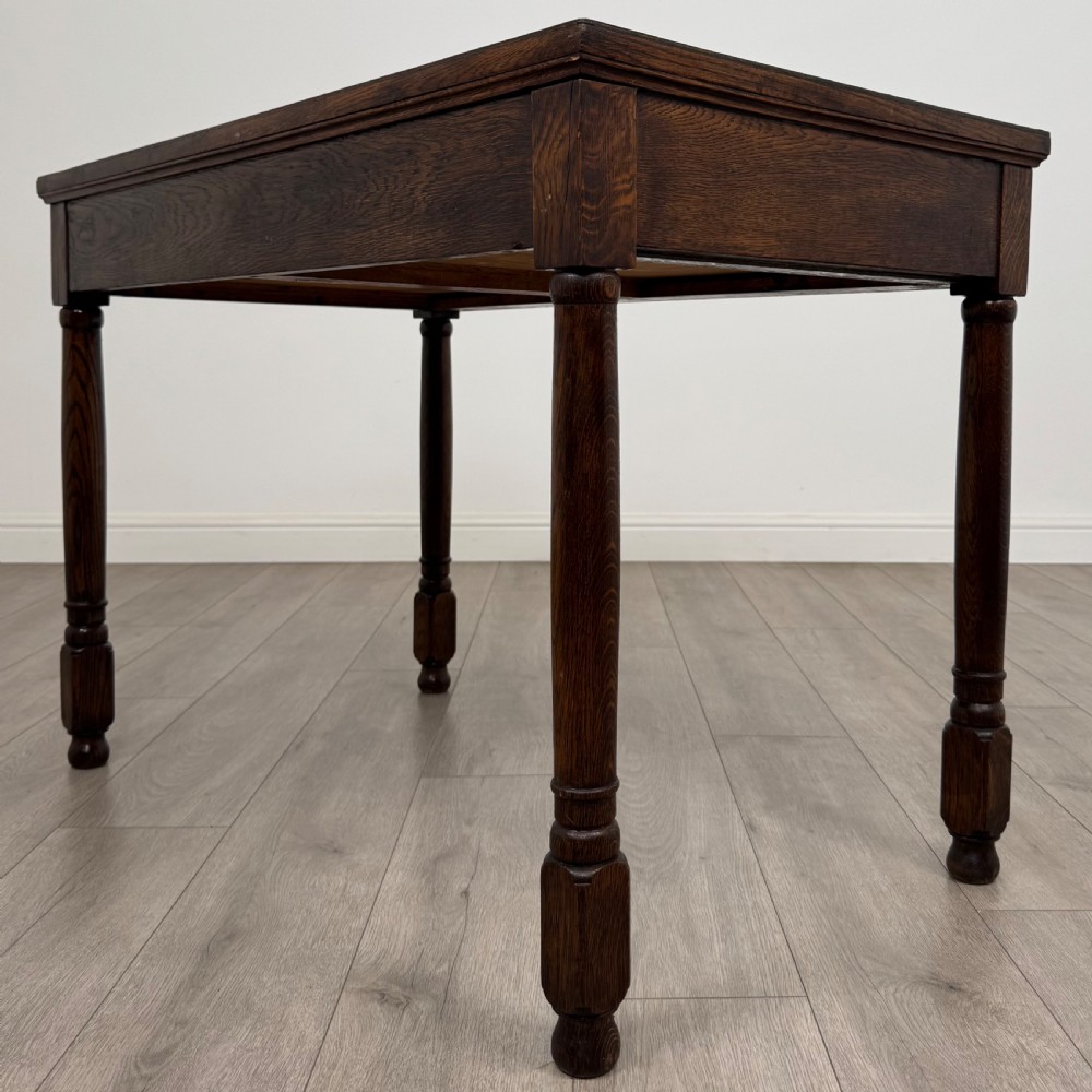 Antique 20th Century Good Quality Writing Table In Oak  View VI