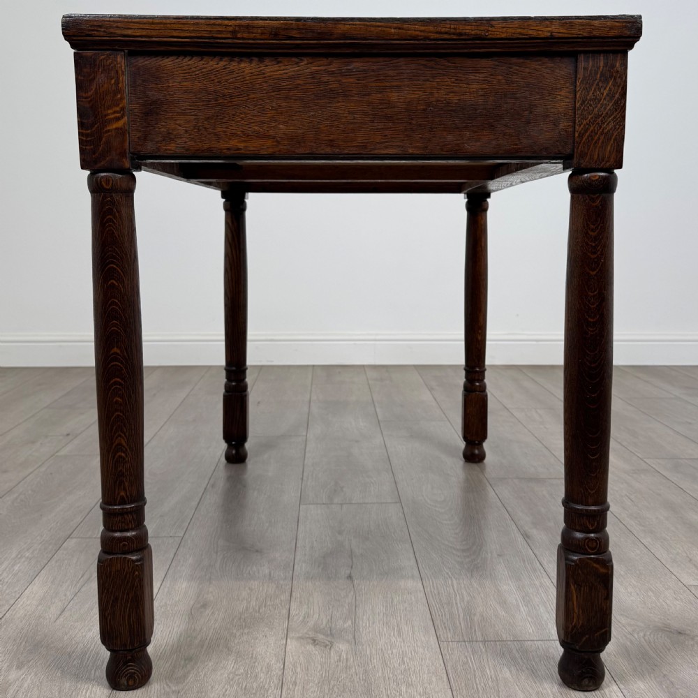 Antique 20th Century Good Quality Writing Table In Oak  View VII