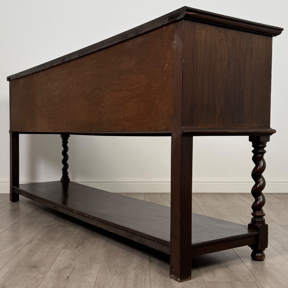 Antique 19th Century Large Jacobean Style Dresser Base In Oak  View IX