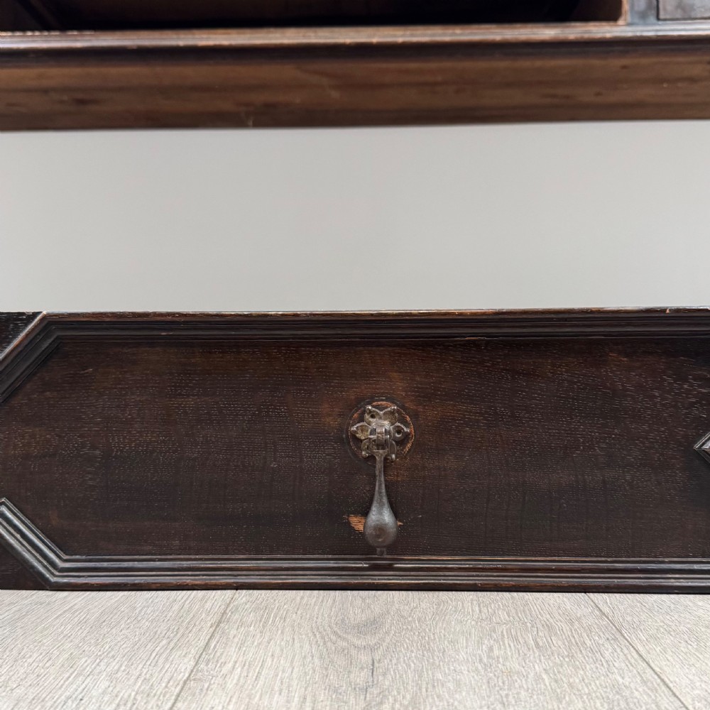 Antique 19th Century Large Jacobean Style Dresser Base In Oak  View XIV