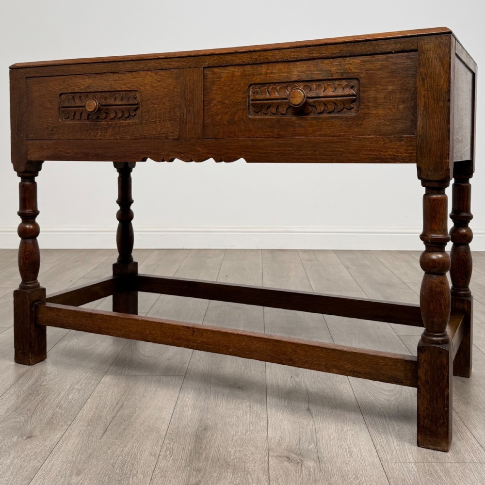 Antique 20th Century Good Quality Side Table In Oak View II
