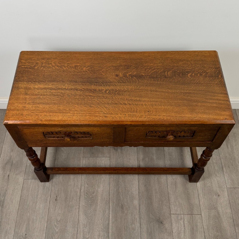 Antique 20th Century Good Quality Side Table In Oak View X
