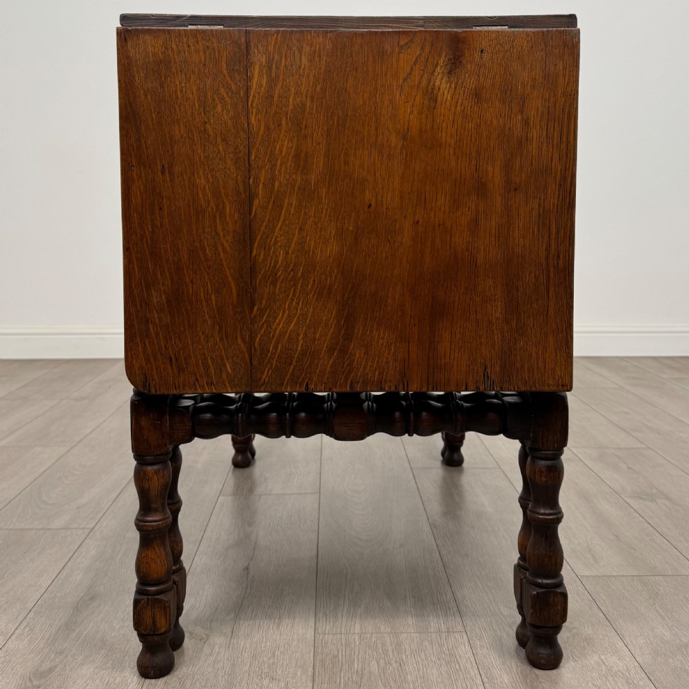 Antique 20th Century Unique Drop Leaf Side Table In Oak  View IV