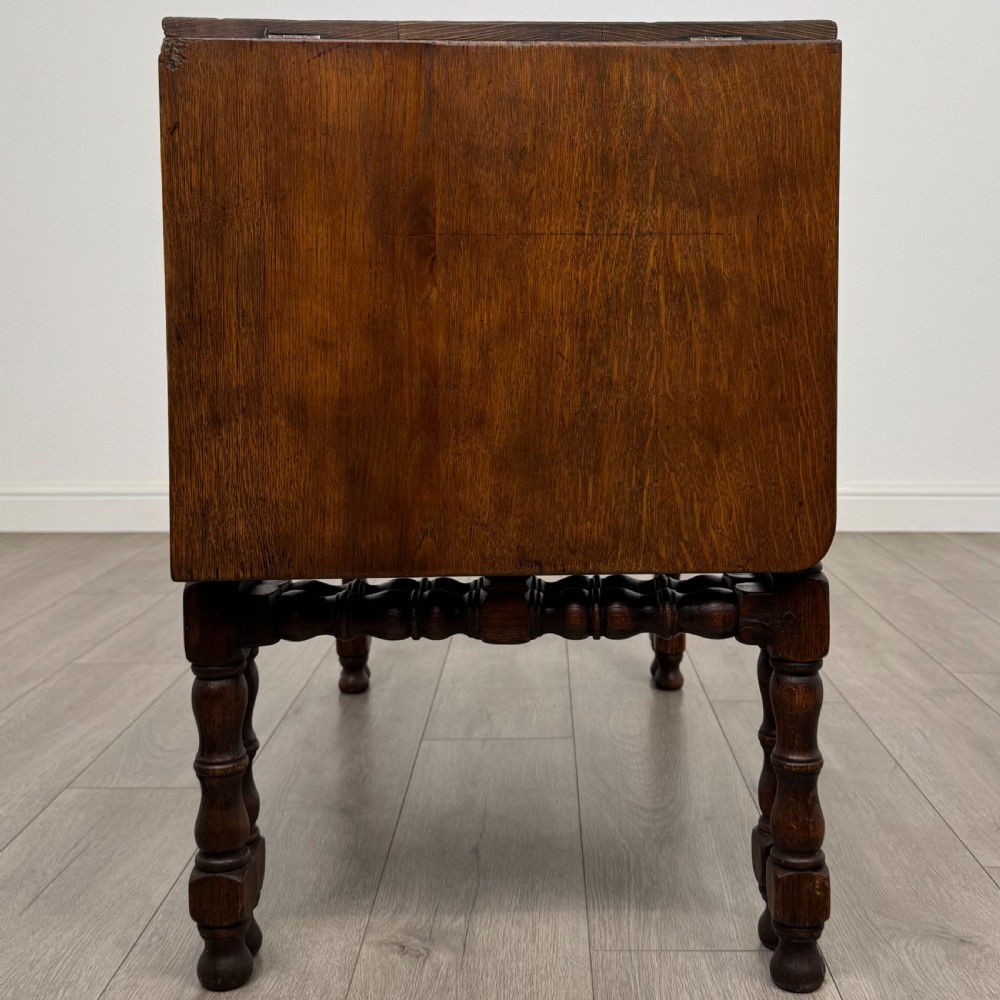 Antique 20th Century Unique Drop Leaf Side Table In Oak  View VIII