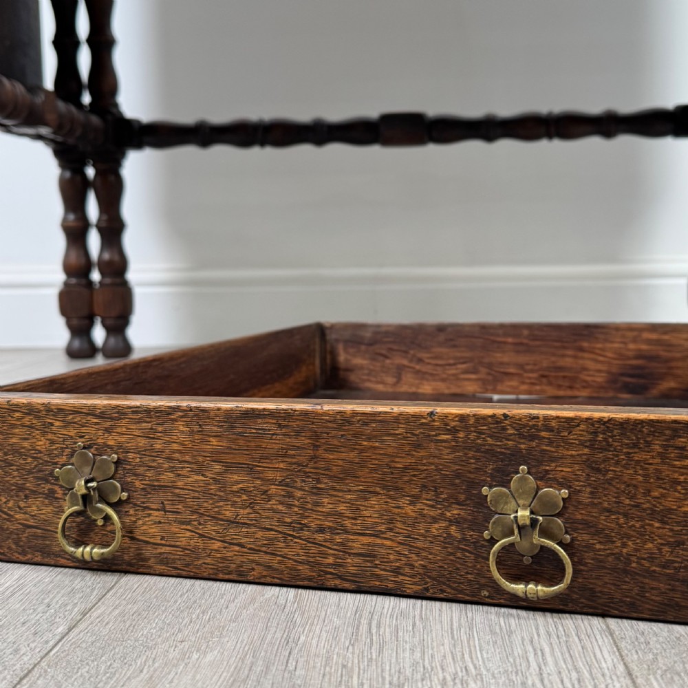 Antique 20th Century Unique Drop Leaf Side Table In Oak  View XIII