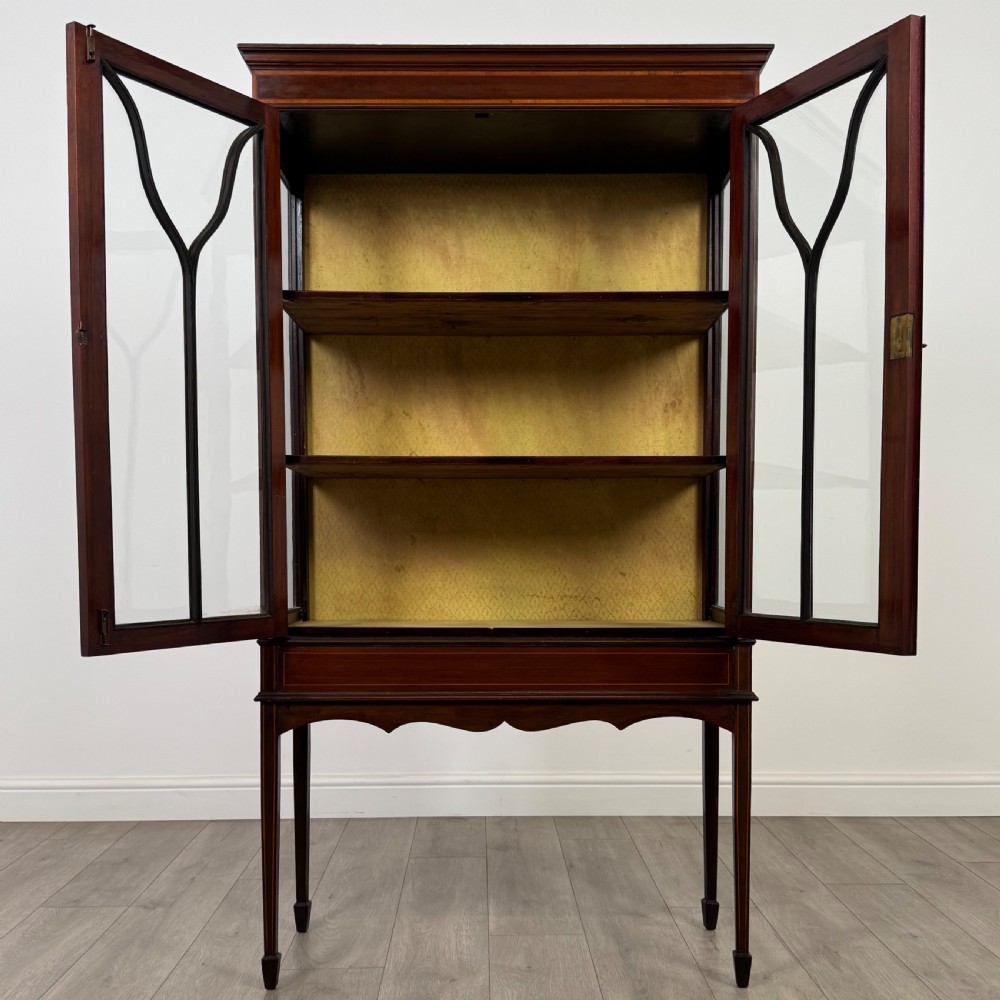 Antique 20th Century Inlaid Display Cabinet In Mahogany  View III