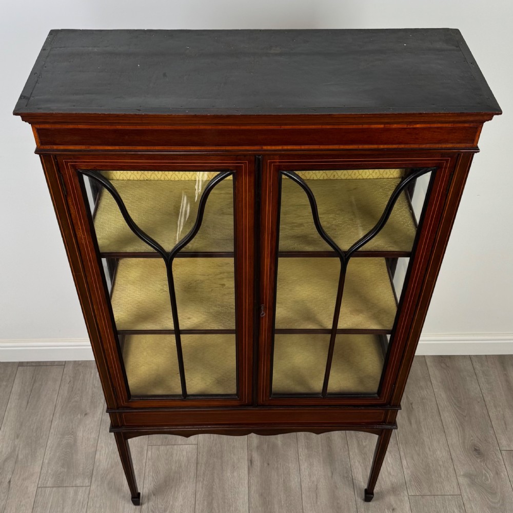Antique 20th Century Inlaid Display Cabinet In Mahogany  View XII