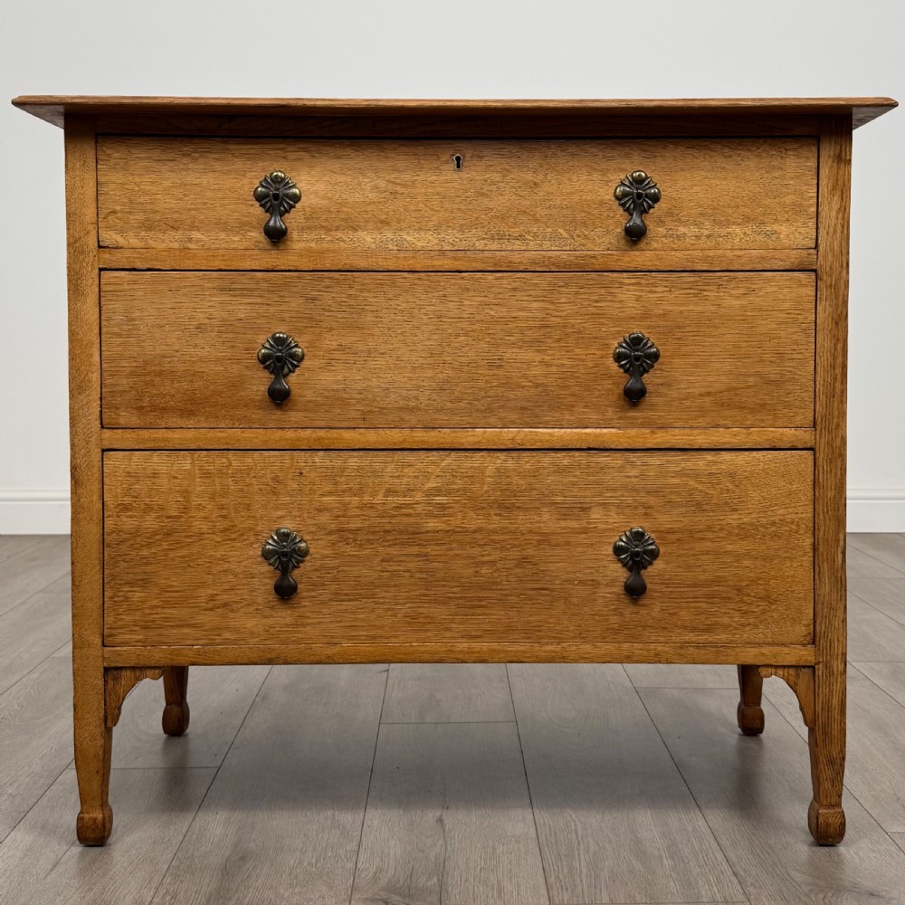Antique 20th Century Good Quality Golden Oak Chest Of Drawers