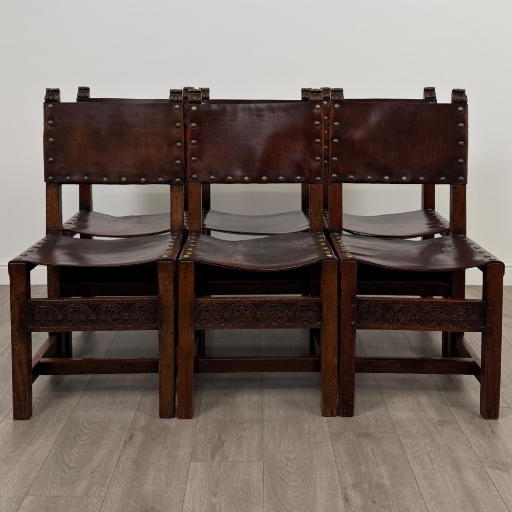 Antique 19th Century Set Of 6 Good Quality Oak Dining Chairs