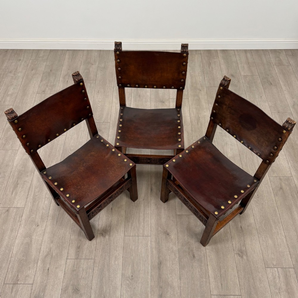 Antique 19th Century Set Of 6 Good Quality Oak Dining Chairs View X